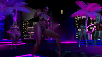 Exhibitionist in microbikini clubbing and dancing