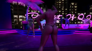 Exhibitionist in microbikini clubbing and dancing