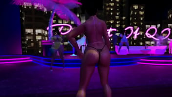 Exhibitionist in microbikini clubbing and dancing