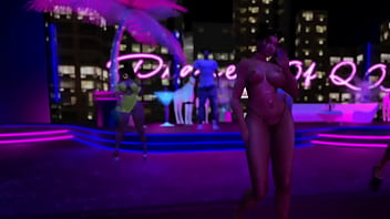 Exhibitionist in microbikini clubbing and dancing