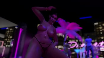 Exhibitionist in microbikini clubbing and dancing