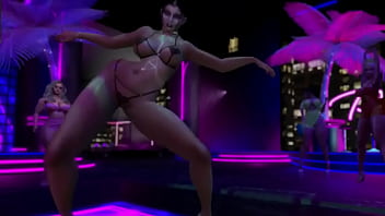 Exhibitionist in microbikini clubbing and dancing