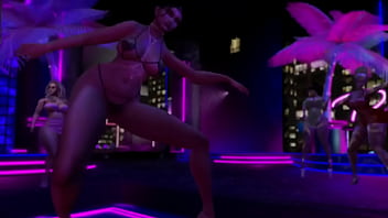 Exhibitionist in microbikini clubbing and dancing