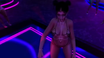 Exhibitionist in microbikini clubbing and dancing