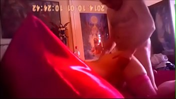 Cute blonde chick gets fucked doggy style by scrawny dude on webcam