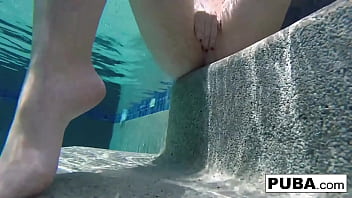 Sexy blonde rubs her pussy