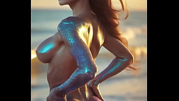 Sexy mermaid with perfect ass learns how to use her legs with edm ai generated
