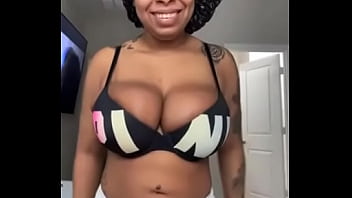 Black slut flashing camera insta model