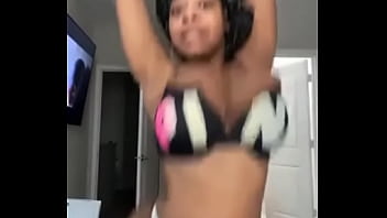 Black slut flashing camera insta model