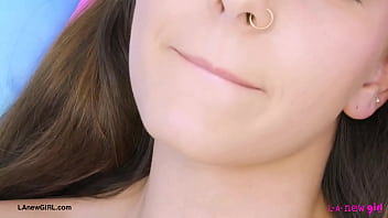 Radiant brunette beauty naked close up