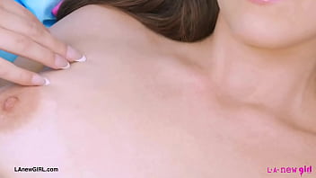 Radiant brunette beauty naked close up