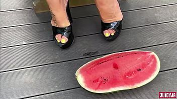 Juicy watermelon crush under my feet
