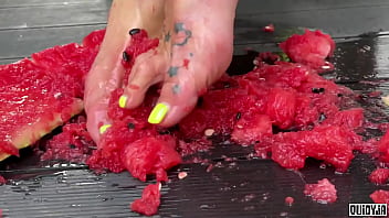 Juicy watermelon crush under my feet