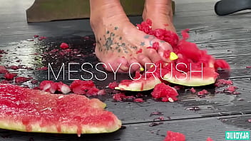 Juicy watermelon crush under my feet