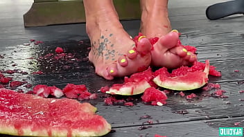 Juicy watermelon crush under my feet