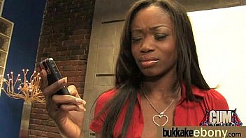 Ebony gets group cumshots 7