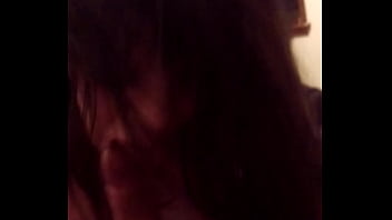 Latina tries to swallow big brown cock