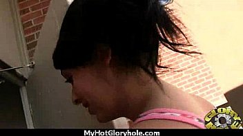 Huge tit babe deepthroats gloryhole dick 12