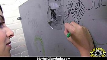 Huge tit babe deepthroats gloryhole dick 12