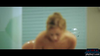 Big natural tits blonde fingers herself after a shower