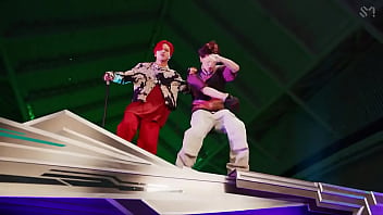 Coreanos estadounidenses japoneses canadienses bailando en un porshe