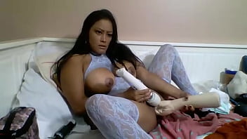 What a huge toy maxine x takes it deeply inside her asian slit