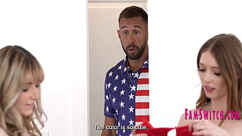 Teasing our stepdads in a summer shorts