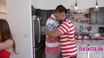 Teasing our stepdads in a summer shorts