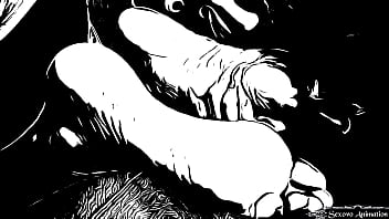 Animation lesbian girl licking big feet of amazon woman