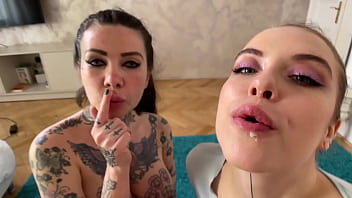Double blowjob from inked tattoo girls eden ivy and megan inky
