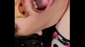 Audible jets of cum land right in kimmi’s mouth as she lies back and gets filled like a good wife she shows it off