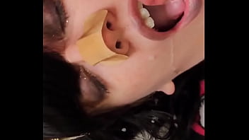 Audible jets of cum land right in kimmi’s mouth as she lies back and gets filled like a good wife she shows it off