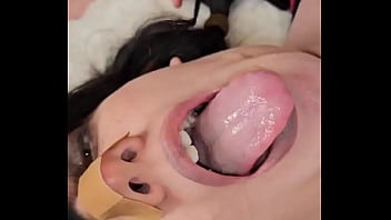 Audible jets of cum land right in kimmi’s mouth as she lies back and gets filled like a good wife she shows it off