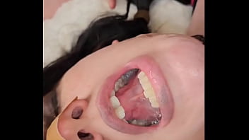 Audible jets of cum land right in kimmi’s mouth as she lies back and gets filled like a good wife she shows it off