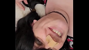 Audible jets of cum land right in kimmi’s mouth as she lies back and gets filled like a good wife she shows it off