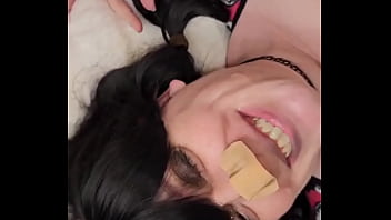 Audible jets of cum land right in kimmi’s mouth as she lies back and gets filled like a good wife she shows it off