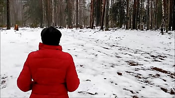 Walking in fun milf mini skirt in the woods