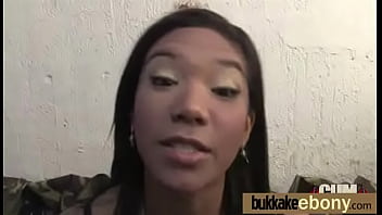 First time ebony with a group of white dicks 13
