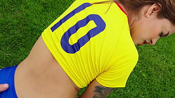 Sexy latina fucks her trainer on the soccer field anissamiller