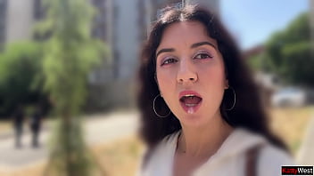 Hottie katty west asks random guy to cum on her face for a public cumwalk
