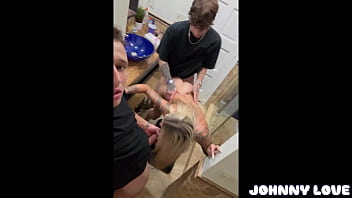 Party bathroom threesome with cassidy luxe getting double stuffed by johnny love and ethan seeks