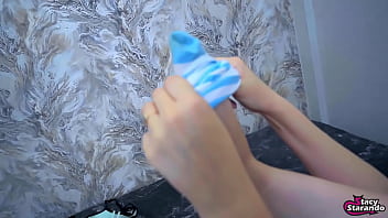 Foot fetish and blowjob i let a guy cum on my legs in stockings pov homemade part two