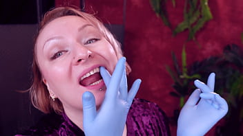 I touch my face and teeth with medical gloves