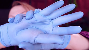 I touch my face and teeth with medical gloves