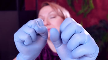 I touch my face and teeth with medical gloves