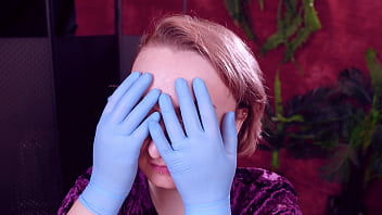 I touch my face and teeth with medical gloves