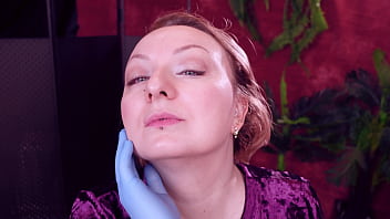 I touch my face and teeth with medical gloves