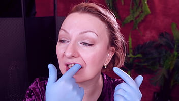 I touch my face and teeth with medical gloves