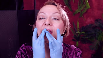 I touch my face and teeth with medical gloves