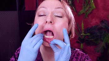 I touch my face and teeth with medical gloves